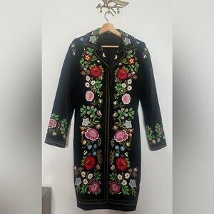 Vintage Black Floral Embroidered Jacket